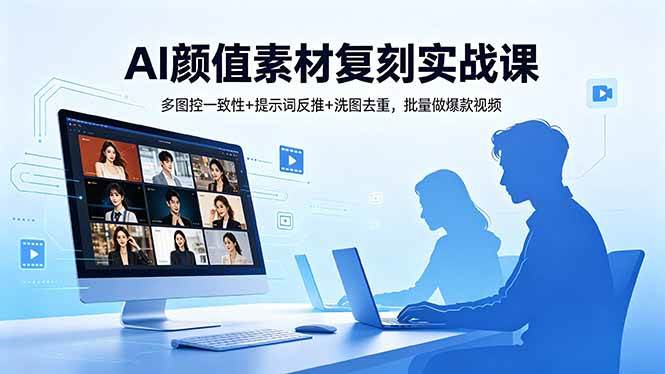 （18450期）AI颜值素材复刻实战课，多图控一致性+提示词反推+洗图去重，批量做爆款视频-来友网创