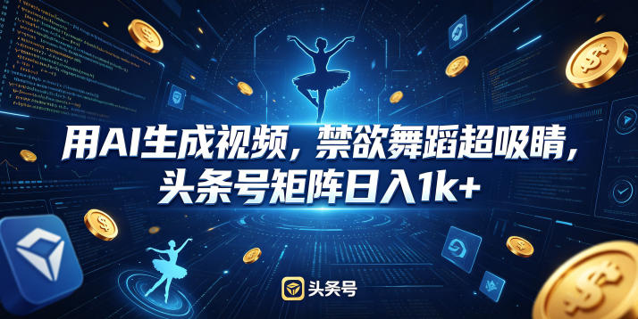 用AI生成视频，禁欲舞蹈超吸睛，头条号矩阵日入1k+-来友网创