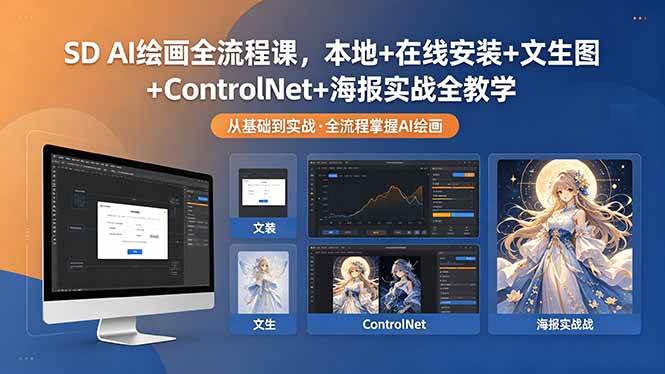 （18453期）SD AI绘画全流程课，本地+在线安装+文生图+ControlNet+海报实战全教学-来友网创