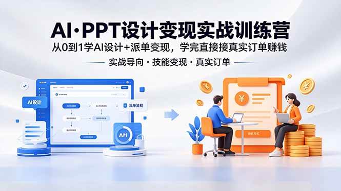（18457期）AI·PPT设计变现实战训练营，从0到1学AI设计+派单变现，学完直接接真实订单赚钱-来友网创