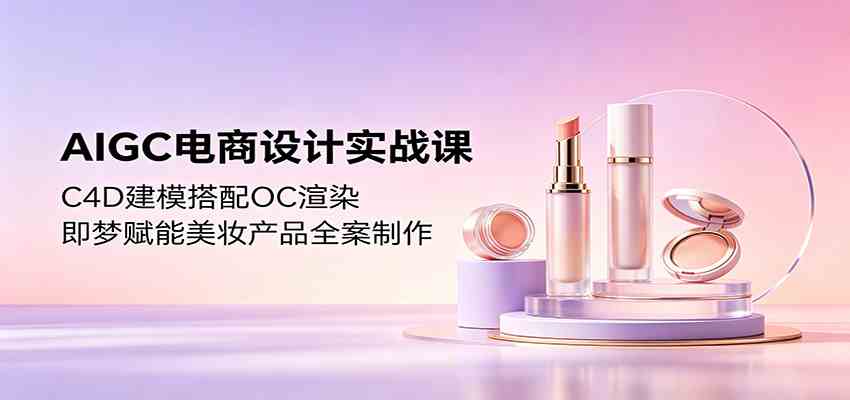 AIGC电商设计实战课：C4D建模搭配OC渲染，即梦赋能美妆产品全案制作-来友网创