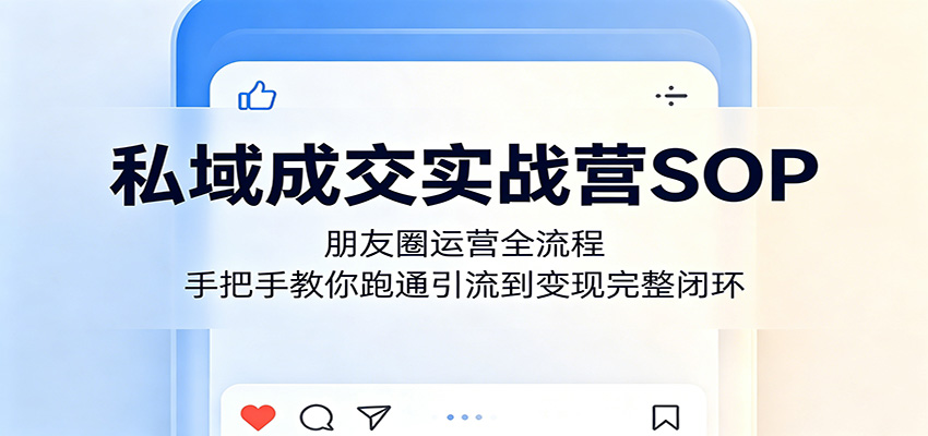 私域成交实战营SOP：朋友圈运营全流程，手把手教你跑通引流到变现完整闭环-来友网创