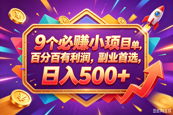 （18462期）9个必赚钱的小项目，百分百赚米，无脑简单，副业首选，日入380+-来友网创