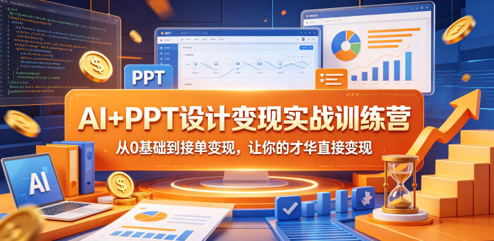 AI+PPT设计变现实战训练营，从0基础到接单变现，让你的才华直接变现-来友网创