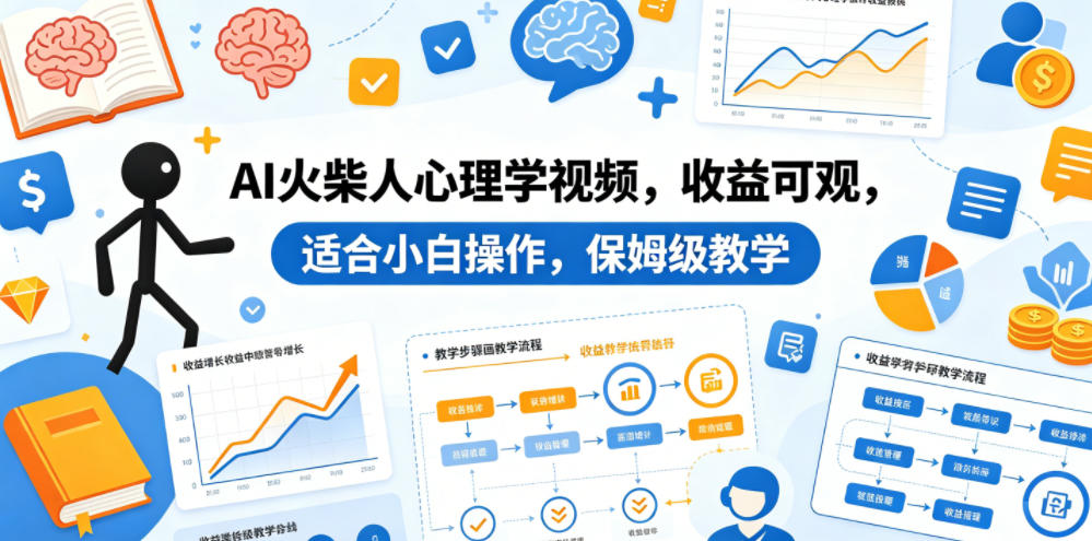 AI火柴人心理学视频，收益可观，适合小白操作，保姆级教学-来友网创