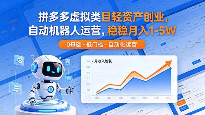 （18466期）拼多多虚拟类目轻资产创业，自动机器人运营，稳稳月入 1-5W-来友网创