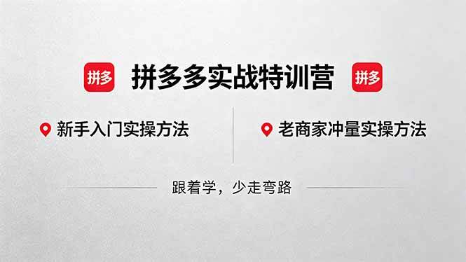 （18468期）拼多多实战特训营(更新5月15)：不管是新手入门或老商家冲量，都有实操方法，跟着学，少走弯路-来友网创