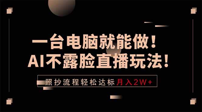 （18472期）一台电脑就能做！AI不露脸直播玩法，照抄流程轻松达标月入2W+-来友网创