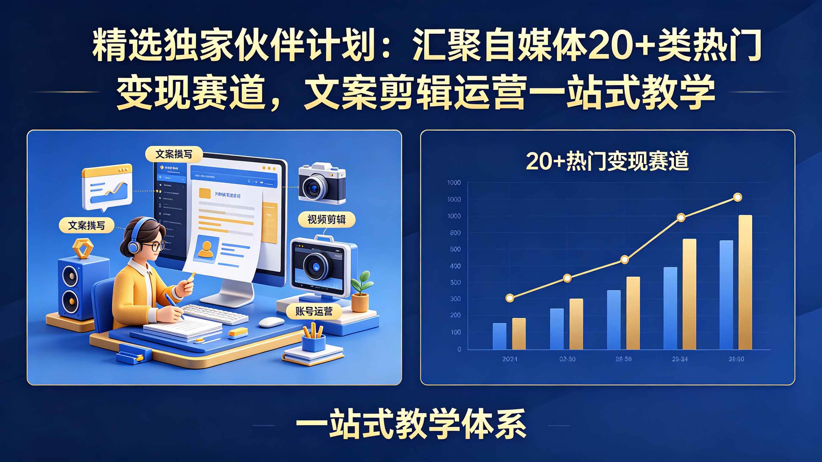 （18478期）精选独家伙伴计划：汇聚自媒体20+类热门变现赛道，文案剪辑运营一站式教学-来友网创