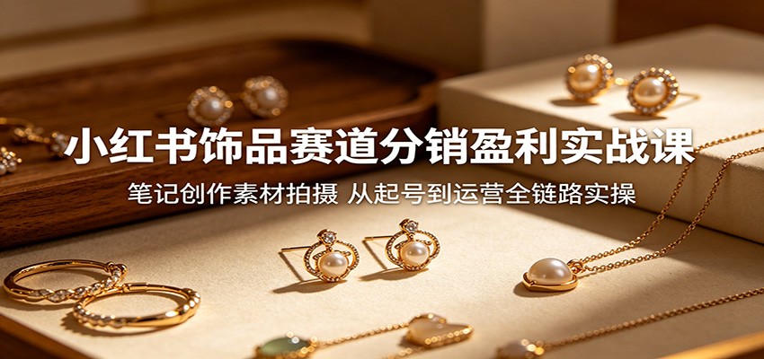 小红书饰品赛道分销盈利实战课：笔记创作素材拍摄，从起号到运营全链路实操-来友网创