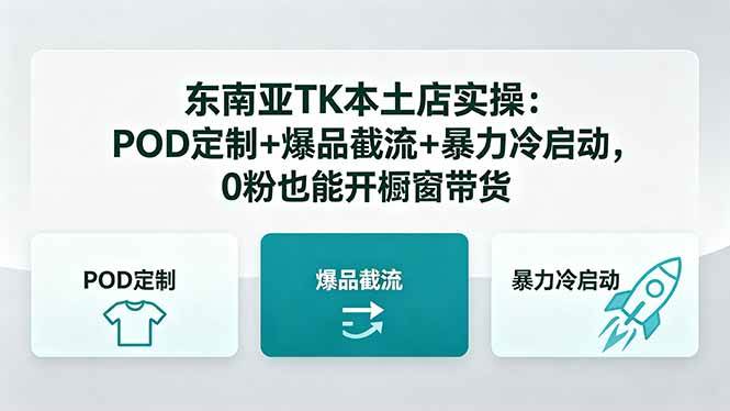 （18488期）东南亚TK本土店实操-5月更新：POD定制+爆品截流+暴力冷启动，0粉也能开橱窗带货-来友网创