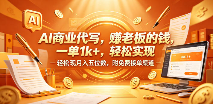 AI商业代写，賺老板的钱，一单1k+，轻松实现月入五位数，附免费接单渠道【揭秘】-来友网创