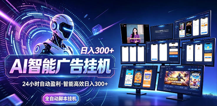 AI智能广告挂G项目，无需人工，单机稳定日入200+，可矩阵放大，24小时不间断刷广告賺收益【揭秘】-来友网创