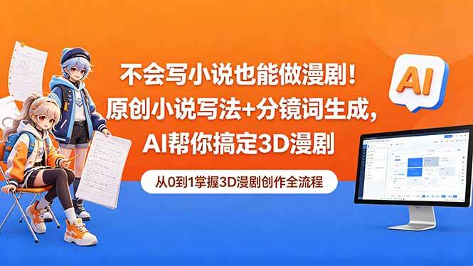 （18512期）不会写小说也能做漫剧！原创小说写法+分镜词生成，AI帮你搞定3D漫剧-来友网创