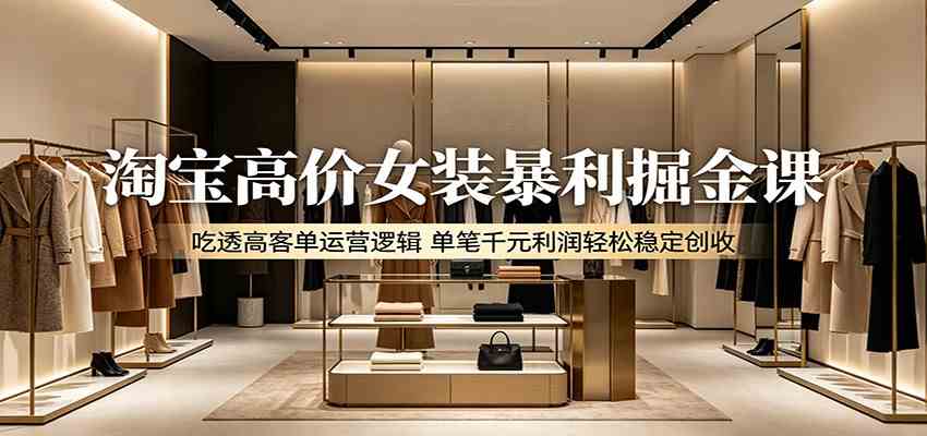淘宝高价女装暴利掘金课：吃透高客单运营逻辑，单笔千元利润轻松稳定创收-来友网创