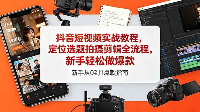 （18524期）抖音短视频实战教程，定位选题拍摄剪辑全流程，新手轻松做爆款-来友网创