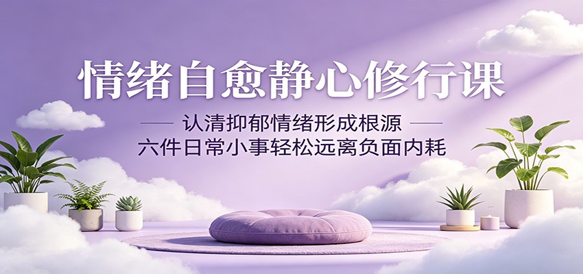 情绪自愈静心修行课：认清抑郁情绪形成根源，六件日常小事轻松远离负面内耗-来友网创