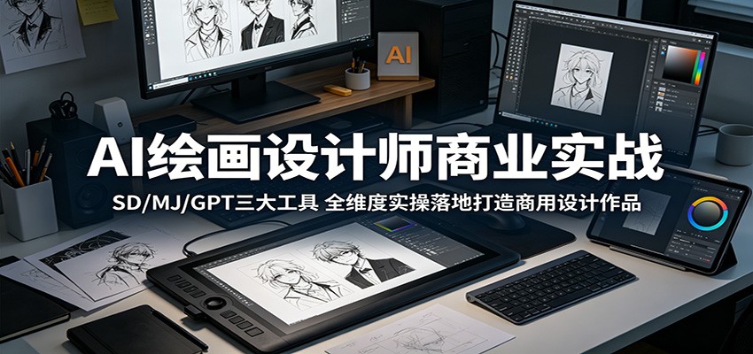 AI绘画设计师商业实战：SD/MJ/GPT三大工具，全维度实操落地打造商用设计作品-来友网创