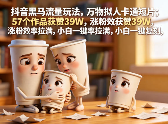 抖音黑马流量玩法，万物拟人卡通短片，57个作品获赞39W，涨粉效率拉满，小白一键复刻，保姆级拆解-来友网创