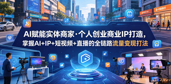 AI赋能实体商家·个人创业商业IP打造，掌握AI+IP+短视频+直播的全链路流量变现打法-来友网创