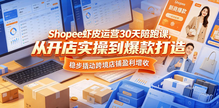 Shopee虾皮运营30天陪跑课，从开店实操到爆款打造，稳步撬动跨境店铺盈利增收-来友网创