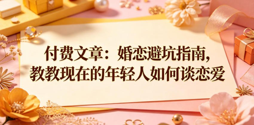 付费文章：婚恋避坑指南，教教现在的年轻人如何谈恋爱-来友网创