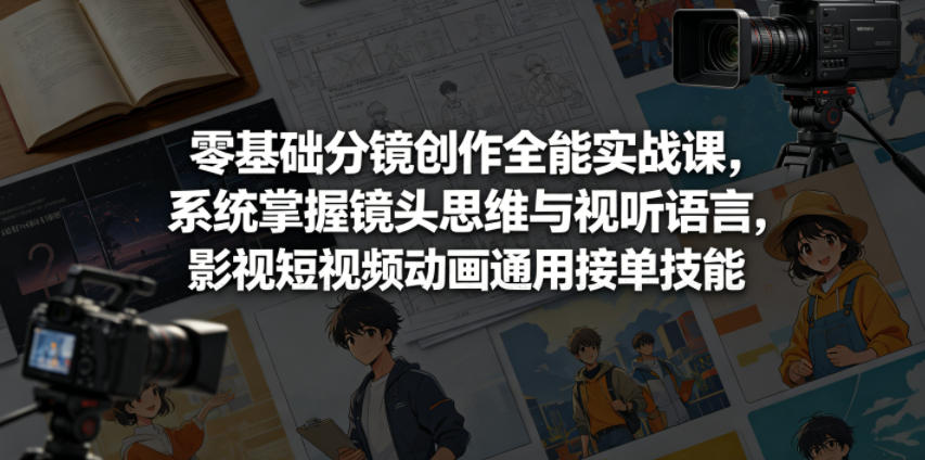 零基础分镜创作全能实战课，系统掌握镜头思维与视听语言，影视短视频动画通用接单技能-来友网创