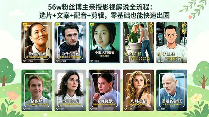 （18579期）56万粉丝博主亲授影视解说全流程：选片+文案+配音+剪辑，零基础也能快速出圈-来友网创