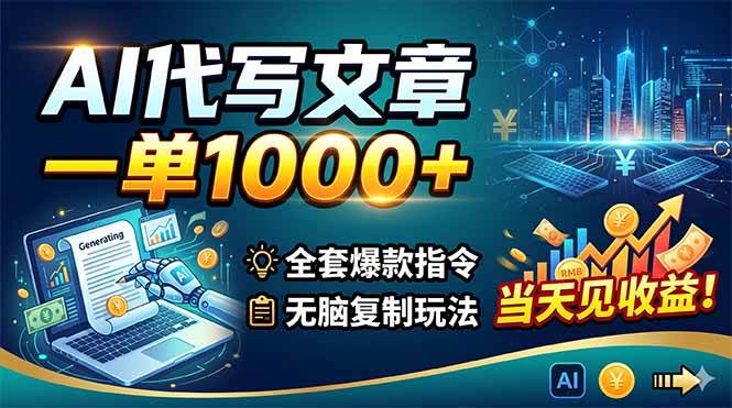 （18575期）AI代写文章，一单1000+，全套爆款指令+无脑复制玩法，当天见收益！-来友网创