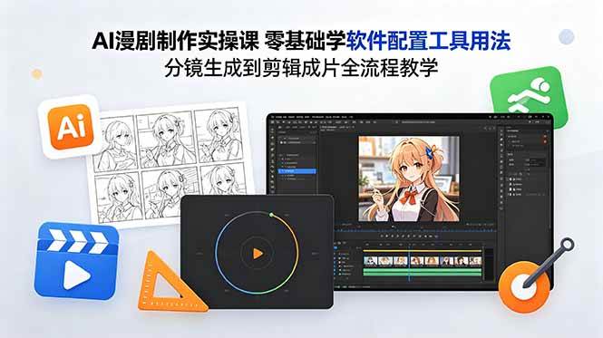 （18605期）AI漫剧制作实操课 零基础学软件配置工具用法 分镜生成到剪辑成片全流程教学-来友网创