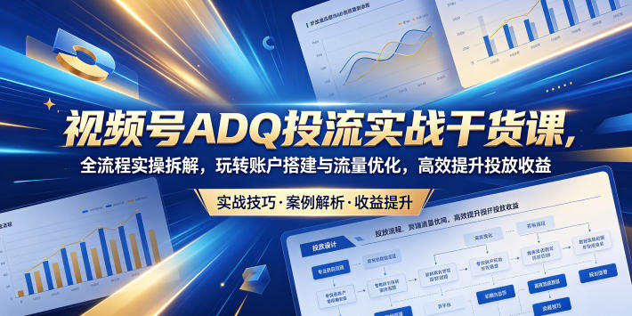 视频号ADQ投流实战干货课，全流程实操拆解，玩转账户搭建与流量优化，高效提升投放收益-来友网创