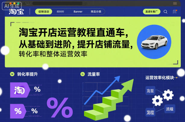 淘宝开店运营教程直通车，从基础到进阶，提升店铺流量，转化率和整体运营效率（更新26年05月27日）-来友网创