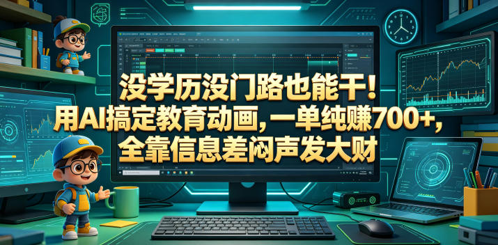 没学历没门路也能干！用AI搞定教育动画，一单纯賺700+，全靠信息差闷声发大财【揭秘】-来友网创