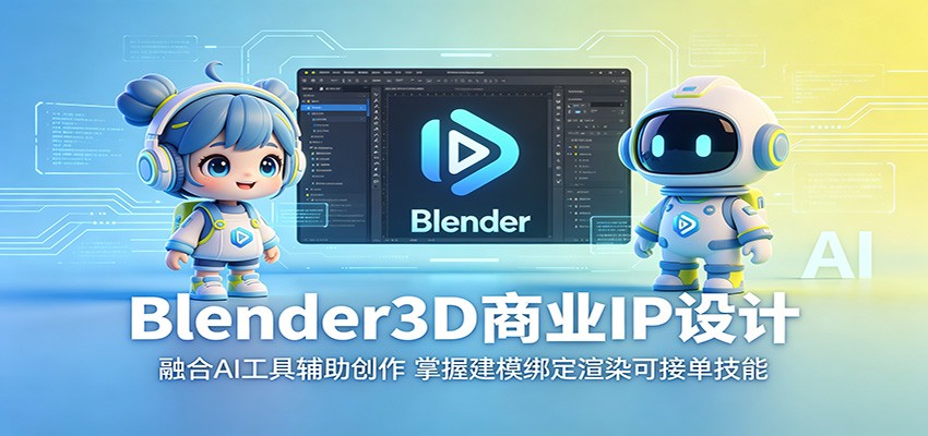 Blender3D商业IP设计：融合AI工具辅助创作，掌握建模绑定渲染可接单技能-来友网创
