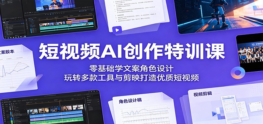 短视频AI创作特训课：零基础学文案角色设计，玩转多款工具与剪映打造优质短视频-来友网创