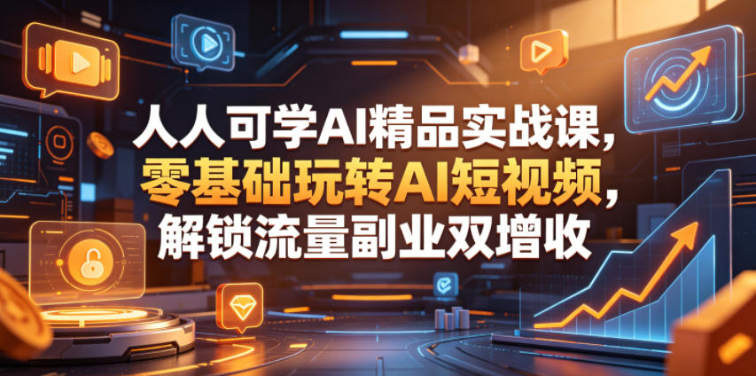 人人可学AI精品实战课，零基础玩转AI短视频，解锁流量副业双增收-来友网创