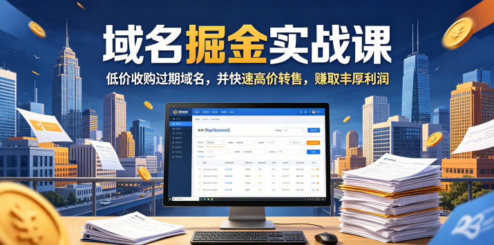 域名交易掘金实战课，低价收购过期域名，并快速高价转售，賺取丰厚利润【原创双语字幕】-来友网创