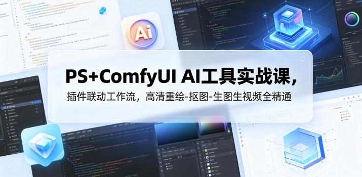 PS+ComfyUI AI工具实战课，插件联动工作流，高清重绘-抠图-生图生视频全精通-来友网创