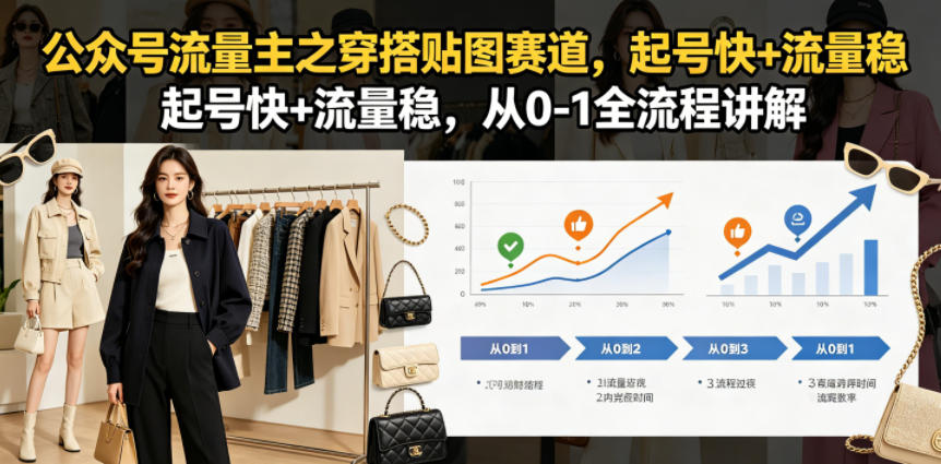 公众号流量主之穿搭贴图赛道，起号快+流量稳，从0-1全流程讲解-来友网创