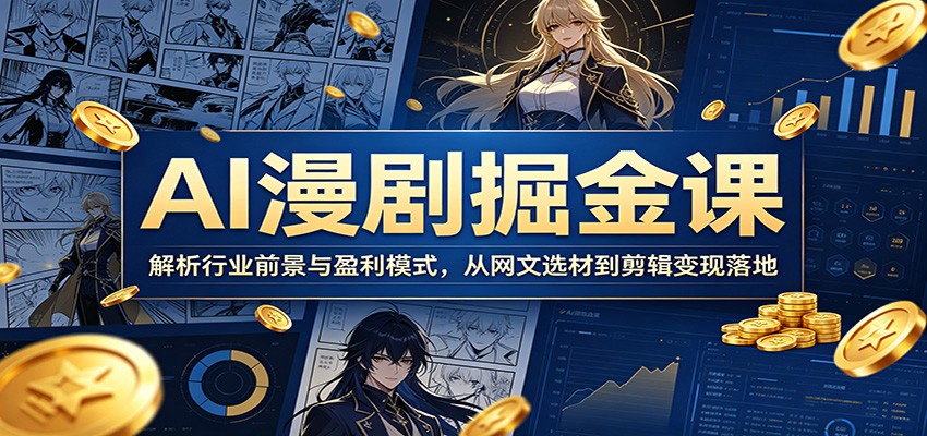 AI漫剧掘金课：解析行业前景与盈利模式，从网文选材到剪辑变现落地-来友网创
