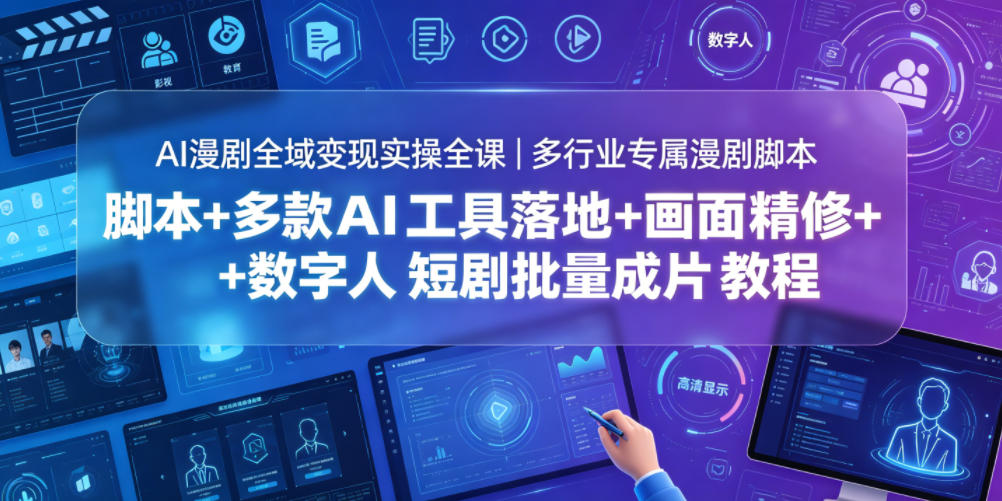 AI漫剧全域变现实操全课｜多行业专属漫剧脚本+多款AI工具落地+画面精修+数字人短剧批量成片全教程-来友网创