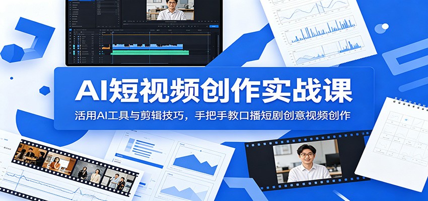 AI短视频创作实战课：活用AI工具与剪辑技巧，手把手教口播短剧创意视频创作-来友网创