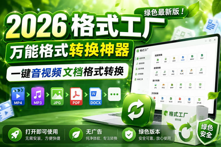 2026格式工厂绿色最新版！万能格式转换神器，一键音视频文档格式转换，打开即可使用，无广告绿色版本-来友网创