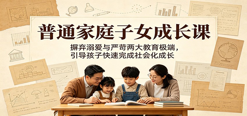 普通家庭子女成长课：摒弃溺爱与严苛两大教育极端，引导孩子快速完成社会化成长-来友网创