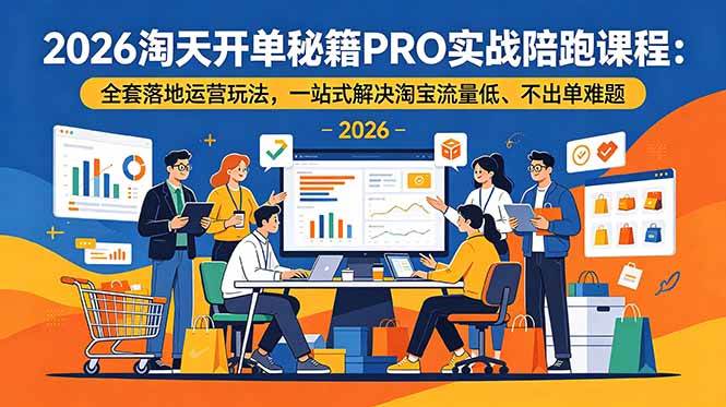 （18844期）2026淘天开单秘籍PRO实战陪跑课程：全套落地运营玩法，一站式解决淘宝流量低、不出单难题-来友网创