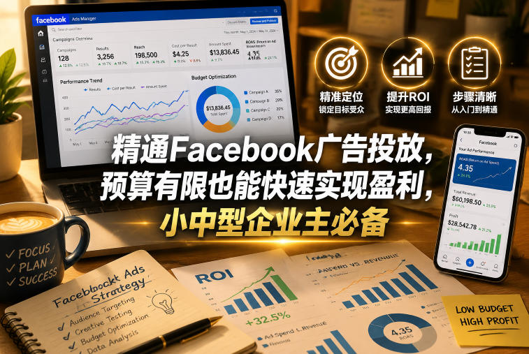 精通Facebook广告投放，预算有限也能快速实现盈利，小中型企业主必备【原创双语字幕】-来友网创
