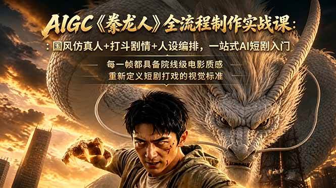 （18849期）AIGC《豢龙人》全流程制作实战课：国风仿真人+打斗剧情+人设编排，一站式AI短剧入门-来友网创