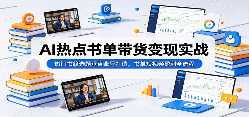 AI热点书单带货变现实战：热门书籍选题垂直账号打造，书单短视频盈利全流程-来友网创