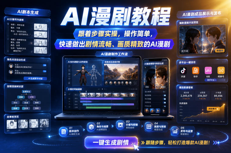 AI漫剧教程，跟着步骤实操，操作简单，快速做出剧情流畅、画质精致的AI漫剧-来友网创
