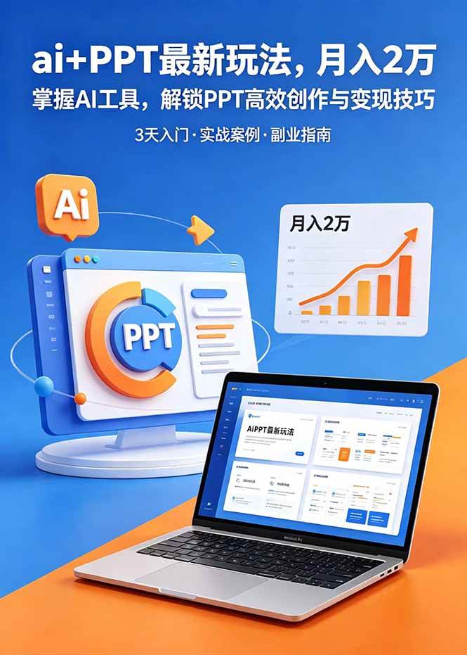 （18881期）ai+PPT最新玩法，月入2万掌握AI工具，解锁PPT高效创作与变现技巧3天入门，实战案例·副业指南-来友网创